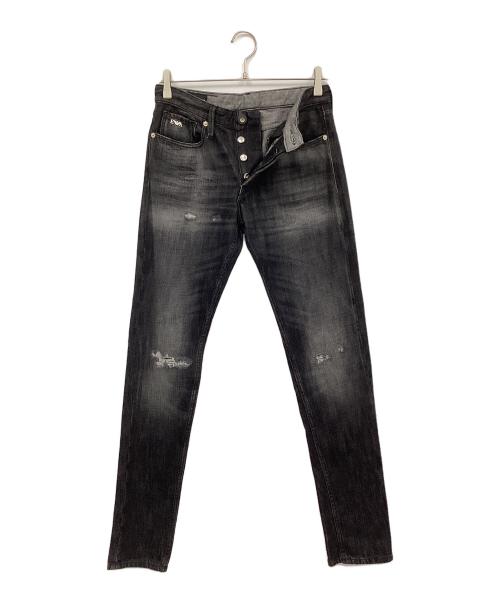 EMPORIO ARMANI（エンポリオアルマーニ）EMPORIO ARMANI (エンポリオアルマーニ) ボタンフライデニムパンツ ブラック サイズ:71㎝（W28）の古着・服飾アイテム