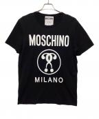 MOSCHINOモスキーノ）の古着「ロゴプリントＴシャツ」｜ブラック×ホワイト