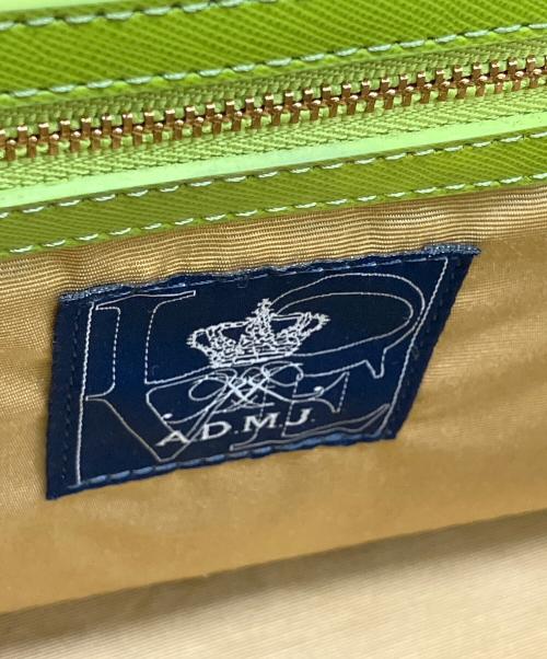 A.D.M.J.（エーディーエムジェイ）A.D.M.J. (エーディーエムジェイ) 型押しハンドバッグ ネイビー×グリーンの古着・服飾アイテム