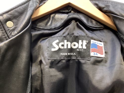 Schott（ショット）Schott (ショット) 641ステアハイドシングルライダースレザージャケット ブラック サイズ:34の古着・服飾アイテム