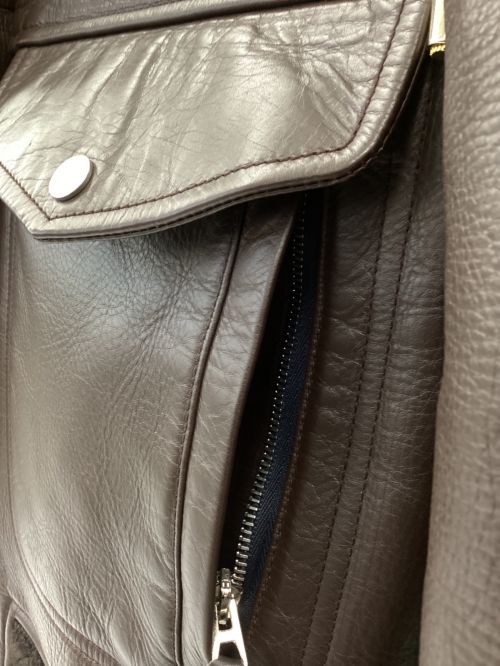 UMIT BENAN（ウミットベナン）UMIT BENAN (ウミットベナン) カウレザージャケット ブラウン×グリーン サイズ:46の古着・服飾アイテム