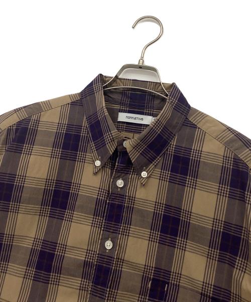 nonnative（ノンネイティブ）nonnative (ノンネイティブ) 半袖シャツ ブラウン×パープル サイズ:Lの古着・服飾アイテム