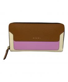 MARNI（マルニ）の古着「マルニ/PFMOE11U09/長財布」｜ブラウン×ピンク×ホワイト