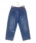 BADWAYバッドウェイ）の古着「ペイントデニムパンツ」｜インディゴ