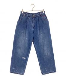 BADWAY（バッドウェイ）の古着「ペイントデニムパンツ」｜インディゴ