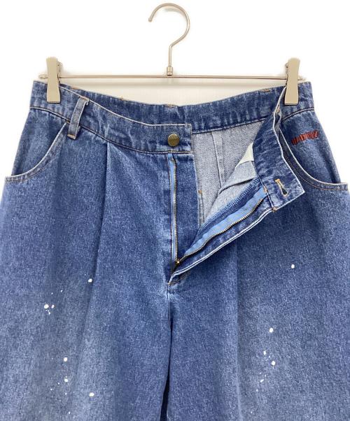 BADWAY（バッドウェイ）BADWAY (バッドウェイ) ペイントデニムパンツ インディゴ サイズ:Mの古着・服飾アイテム