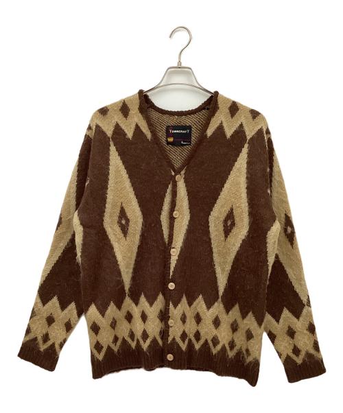 TOWN CRAFT（タウンクラフト）TOWN CRAFT (タウンクラフト) ニットカーディガン ブラウン×アイボリー サイズ:Mの古着・服飾アイテム