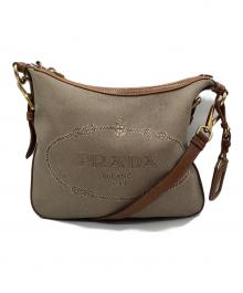 PRADA（プラダ）の古着「ショルダーバッグ　ジャガード」｜ブラウン×ゴールド