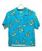 GOLF WANGゴルフワン）の古着「フレイム柄シャツ」｜ブルー×イエロー