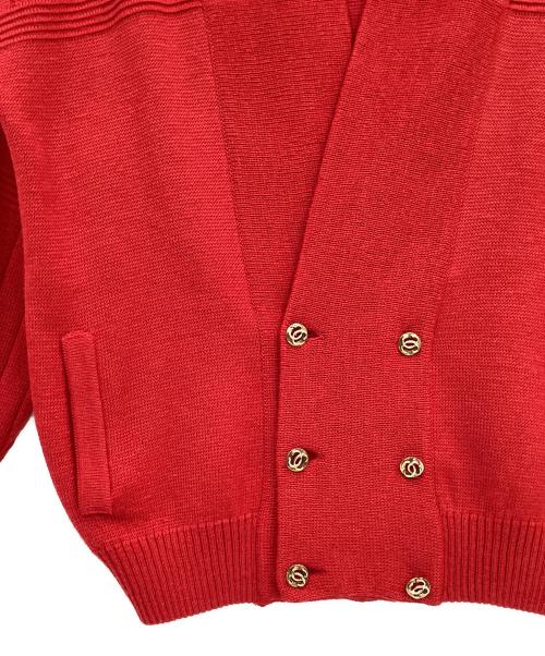 PELO（ペロ）PELO (ペロ) 刺繍入ニットカーディガン レッド サイズ:50の古着・服飾アイテム