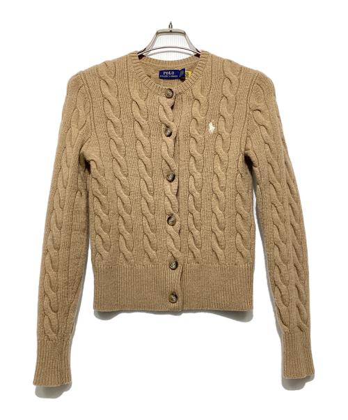 POLO RALPH LAUREN（ポロ・ラルフローレン）POLO RALPH LAUREN (ポロ・ラルフローレン) ケーブルニットカーディガン ブラウン サイズ:160/84Aの古着・服飾アイテム