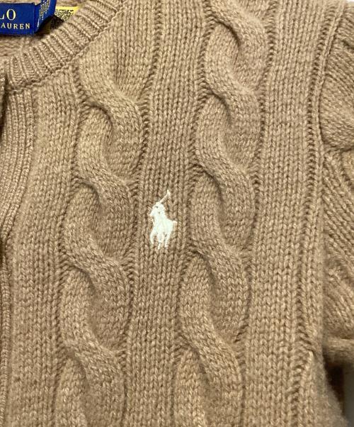 POLO RALPH LAUREN（ポロ・ラルフローレン）POLO RALPH LAUREN (ポロ・ラルフローレン) ケーブルニットカーディガン ブラウン サイズ:160/84Aの古着・服飾アイテム