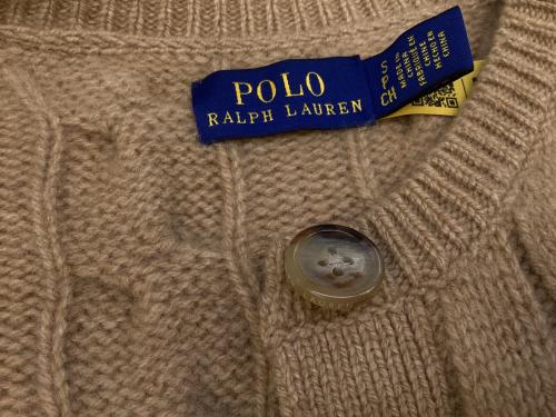 POLO RALPH LAUREN（ポロ・ラルフローレン）POLO RALPH LAUREN (ポロ・ラルフローレン) ケーブルニットカーディガン ブラウン サイズ:160/84Aの古着・服飾アイテム