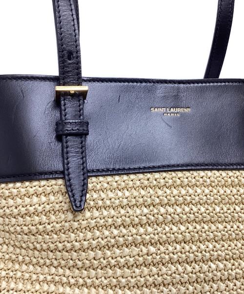 Saint Laurent Paris（サンローランパリ）Saint Laurent Paris (サンローランパリ) イーストウエストストロートート ナチュラル×ブラックの古着・服飾アイテム