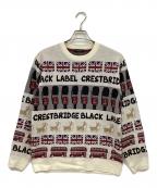 BLACK LABEL CRESTBRIDGEブラックレーベル クレストブリッジ）の古着「ブリティッシュフェスティブニット」｜ホワイト×レッド×ネイビー