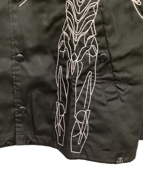 HOLLYWOOD STAR OFFICIAL RADIO EVA（ハリウッドスターオフィシャルラジオエヴァ）HOLLYWOOD STAR OFFICIAL RADIO EVA (ハリウッドスターオフィシャルラジオエヴァ) コーチジャケット ブラック×ホワイト サイズ:Lの古着・服飾アイテム