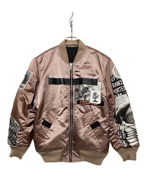 DIESEL（ディーゼル）DIESEL (ディーゼル) MA-1ジャケット ピンク×ブラック サイズ:XSの古着・服飾アイテム
