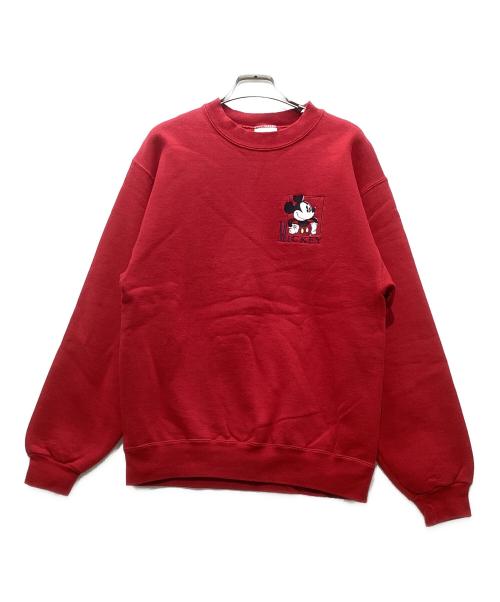 DISNEY（ディズニー）DISNEY (ディズニー) レトロ刺繍スウェット レッド サイズ:SMALLの古着・服飾アイテム