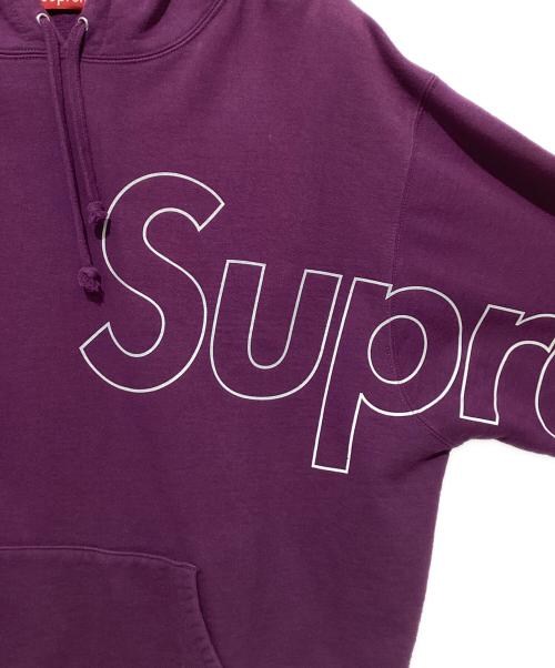 SUPREME（シュプリーム）SUPREME (シュプリーム) Reflective Hoodedsweatshirt パープル×ホワイト サイズ:Lの古着・服飾アイテム