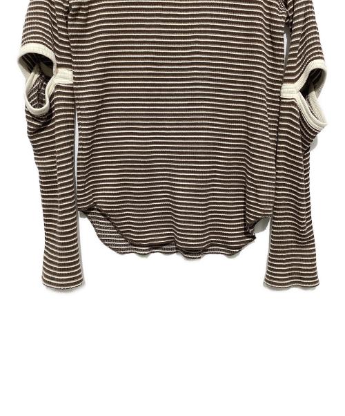 PHEENY（フィーニー）PHEENY (フィーニー) マルチボーダートップス ブラウン×ホワイト サイズ:Fの古着・服飾アイテム