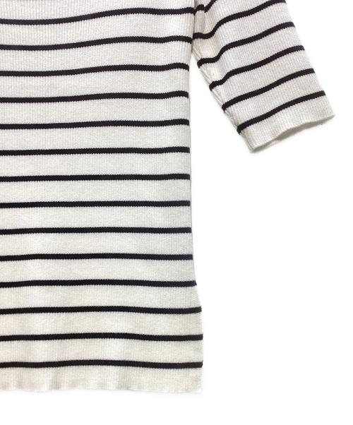 ROPE（ロペ）ROPE (ロペ) シルクプロテイン5分袖ニット ブラック×ホワイト サイズ:FREEの古着・服飾アイテム