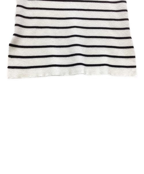 ROPE（ロペ）ROPE (ロペ) シルクプロテイン5分袖ニット ブラック×ホワイト サイズ:FREEの古着・服飾アイテム