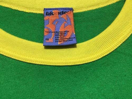 blonded radio（ブロンド ラジオ）blonded radio (ブロンド ラジオ) 半袖カットソー グリーン×イエロー サイズ:XLの古着・服飾アイテム