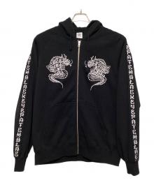 THE BLACK EYE PATCH（ブラックアイパッチ）の古着「ジップパーカー」｜ブラック×ホワイト