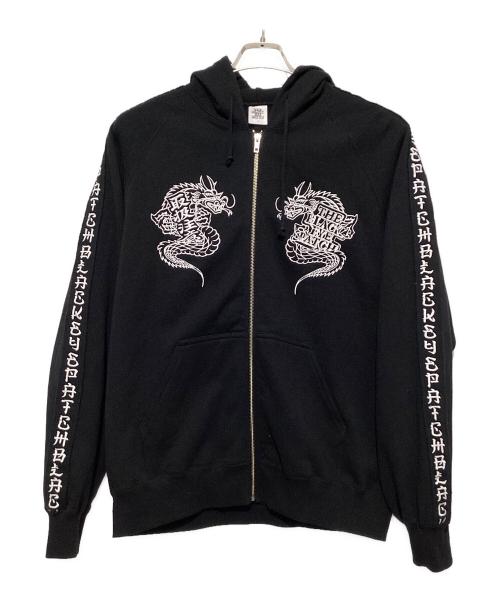 THE BLACK EYE PATCH（ブラックアイパッチ）THE BLACK EYE PATCH (ブラックアイパッチ) ジップパーカー ブラック×ホワイト サイズ:Lの古着・服飾アイテム