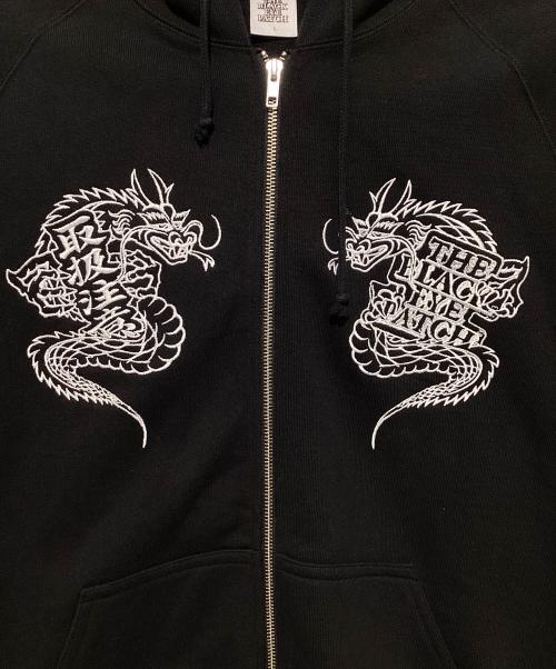 THE BLACK EYE PATCH（ブラックアイパッチ）THE BLACK EYE PATCH (ブラックアイパッチ) ジップパーカー ブラック×ホワイト サイズ:Lの古着・服飾アイテム