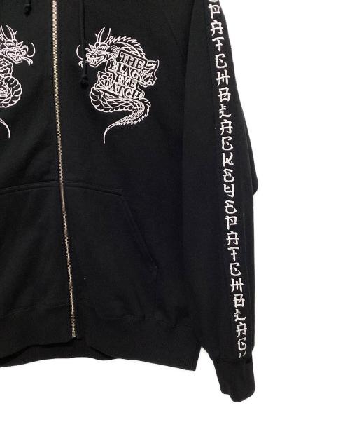 THE BLACK EYE PATCH（ブラックアイパッチ）THE BLACK EYE PATCH (ブラックアイパッチ) ジップパーカー ブラック×ホワイト サイズ:Lの古着・服飾アイテム