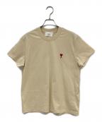 amiアミ）の古着「コットンジャージー Tシャツ」｜ベージュ×レッド