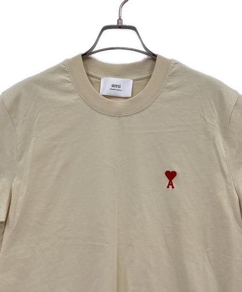 ami（アミ）ami (アミ) コットンジャージー Tシャツ ベージュ×レッド サイズ:Sの古着・服飾アイテム