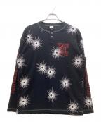 THE BLACK EYE PATCHブラックアイパッチ）の古着「GUNSHOT STENCIL HENLEY NECK L/S」｜ブラック