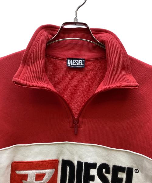 DIESEL（ディーゼル）DIESEL (ディーゼル) ハーフジップスウェット レッド サイズ:Lの古着・服飾アイテム