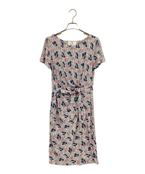 kay me（ケイミー）kay me (ケイミー) 半袖ワンピース ピンク×ネイビー サイズ:9号の古着・服飾アイテム