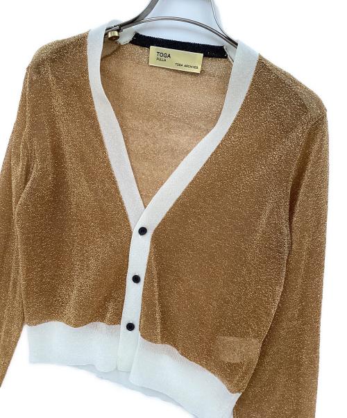 TOGA PULLA（トーガ プルラ）TOGA PULLA (トーガ プルラ) ラメカーディガン ゴールド サイズ:1の古着・服飾アイテム