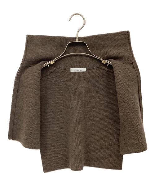 PHEENY（フィーニー）PHEENY (フィーニー) Half cardigan zip snood ブラウン サイズ:FREEの古着・服飾アイテム