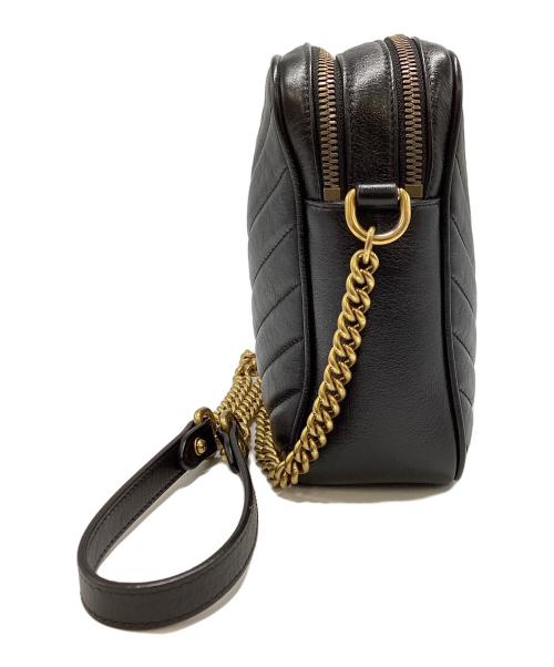 GUCCI（グッチ）GUCCI (グッチ) グッチ/GGマーモント/550155/チェーンショルダーバッグ ブラック×ゴールドの古着・服飾アイテム