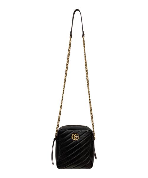 GUCCI（グッチ）GUCCI (グッチ) グッチ/GGマーモント/550155/チェーンショルダーバッグ ブラック×ゴールドの古着・服飾アイテム