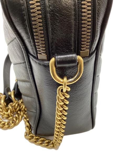 GUCCI（グッチ）GUCCI (グッチ) グッチ/GGマーモント/550155/チェーンショルダーバッグ ブラック×ゴールドの古着・服飾アイテム