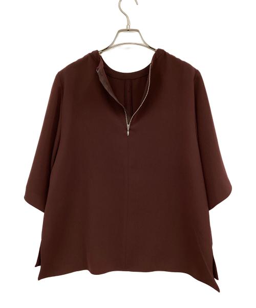 SOEJU（ソージュ）SOEJU (ソージュ) ライトクロスクルーネックブラウス ブラウン サイズ:Lの古着・服飾アイテム