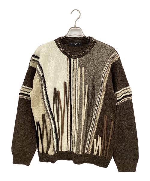 Protege COLLECTION（プロテージ コレクション）Protege COLLECTION (プロテージ コレクション) 厚手ニット ホワイト×ブラウン サイズ:Lの古着・服飾アイテム