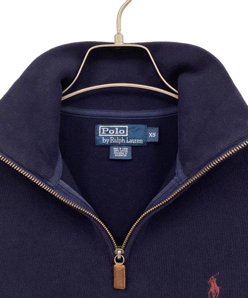 POLO RALPH LAUREN（ポロ・ラルフローレン）POLO RALPH LAUREN (ポロ・ラルフローレン) ハーフジップ長袖スウェット ネイビー サイズ:XSの古着・服飾アイテム