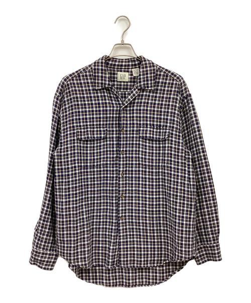 GAP（ギャップ）GAP (ギャップ) チェックシャツ ネイビー×ブラウン サイズ:Lの古着・服飾アイテム
