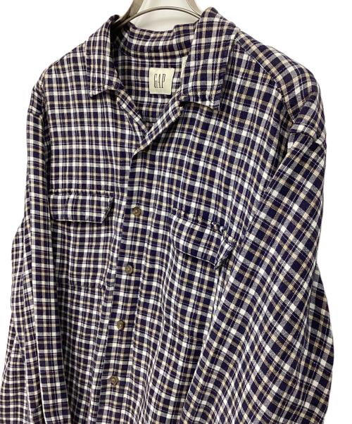 GAP（ギャップ）GAP (ギャップ) チェックシャツ ネイビー×ブラウン サイズ:Lの古着・服飾アイテム