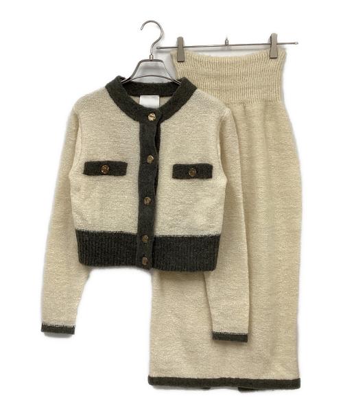 HER LIP TO（ハーリップトゥ）HER LIP TO (ハーリップトゥ) Textured Wool-blend Two Piece グレー×アイボリー サイズ:Sの古着・服飾アイテム