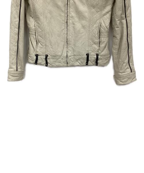 Ed Hardy（エド ハーディー）Ed Hardy (エド ハーディー) レザーライダースジャケット ライトグレー×ブラック サイズ:Mの古着・服飾アイテム