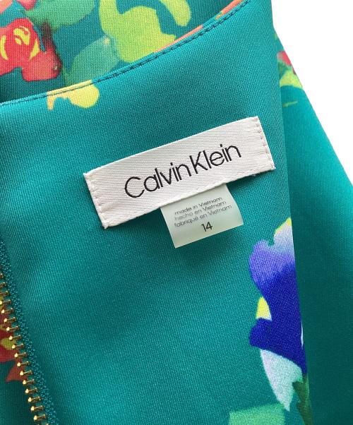 Calvin Klein（カルバンクライン）Calvin Klein (カルバンクライン) ノースリーブワンピース グリーン サイズ:14の古着・服飾アイテム