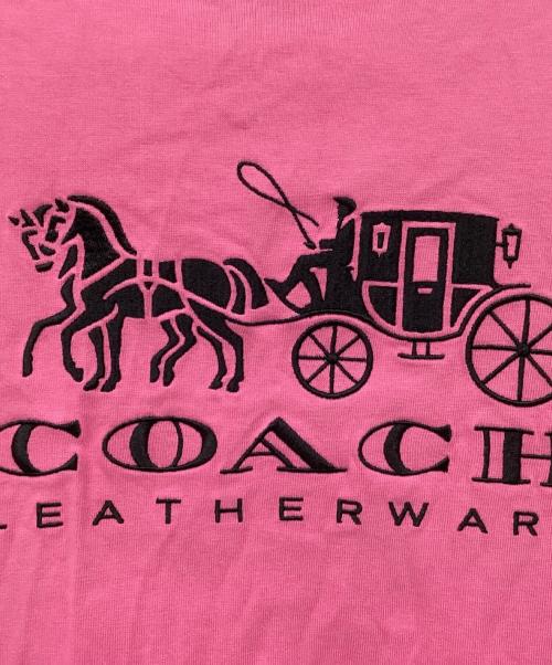 COACH（コーチ）COACH (コーチ) 半袖カットソー ピンク×ブラック サイズ:XSの古着・服飾アイテム